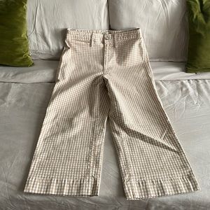 Wide-leg Crop Gingham Pants